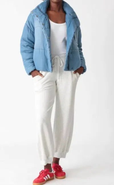 Electric & Rose Puffer Jacket In Vintage Denim In Blue