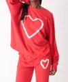 Electric & Rose Ronan Pullover In Chili Heart In Pink