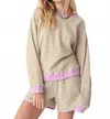 Electric & Rose Ronan Pullover In Lavender Stripe In Neutral