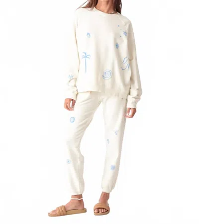 Electric & Rose Ronan Raglan Pullover Sweatshirt In Ivory In White