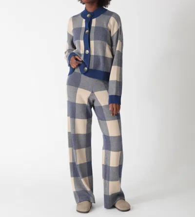 Electric & Rose Rudi Cardigan In Plaid Indigo/sand In Blue