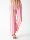 Electric & Rose Sail Linen Pant In Peach / Malibu Pink Stripe In Pink