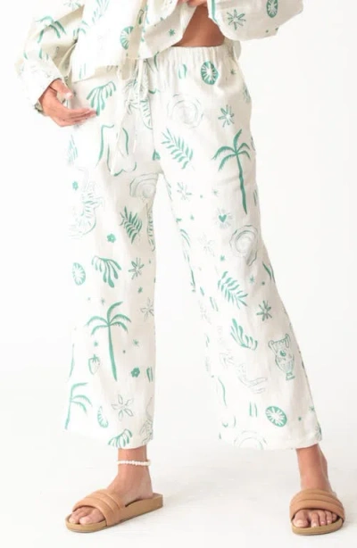 Electric & Rose Sail Print Wide Leg Pants In White