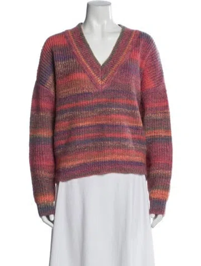 Pre-owned Electric & Rose Striped V-neck Sweater W/ Tags In Pink