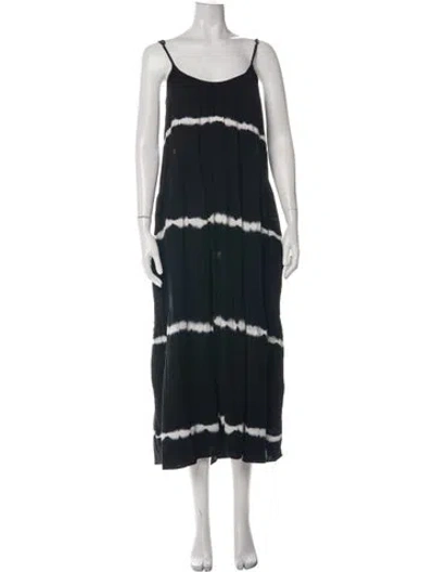 Pre-owned Electric & Rose Tie-dye Print Long Dress In Black