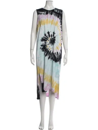 Pre-owned Electric & Rose Tie-dye Print Long Dress In Multicolor