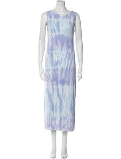Pre-owned Electric & Rose Tie-dye Print Long Dress W/ Tags In Blue
