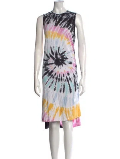 Pre-owned Electric & Rose Tie-dye Print Long Dress In White