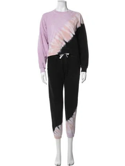 Pre-owned Electric & Rose Tie-dye Print Pant Set In Black