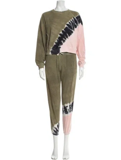 Pre-owned Electric & Rose Tie-dye Print Pantsuit In Green