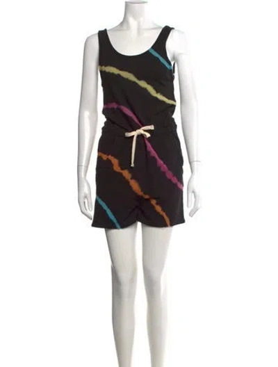 Pre-owned Electric & Rose Tie-dye Print Scoop Neck Romper In Black