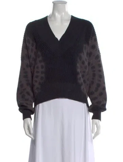 Pre-owned Electric & Rose Tie-dye Print V-neck Sweater In Black
