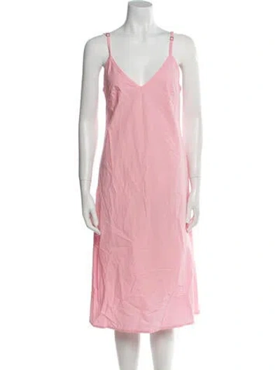 Pre-owned Electric & Rose V-neck Midi Length Dress In Pink