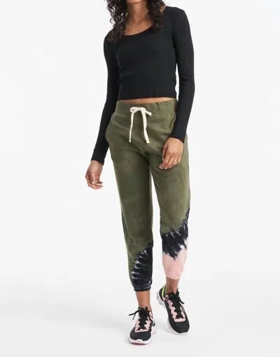 Electric & Rose Women's Cuffed Leg Sweatpants In Green, Black, Pink Tie Dye