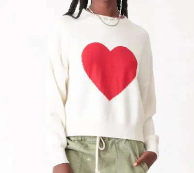 Electric & Rose Women's Heart Sweater In White In Multi