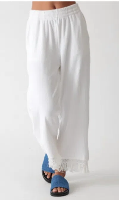 Electric & Rose Women's Ibiza Fringe Pant In Cloud In White