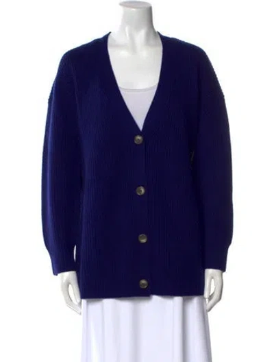 Pre-owned Electric & Rose Wool V-neck Sweater In Blue
