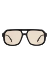 Electric Augusta 57mm Square Sunglasses In Gloss Black/amber