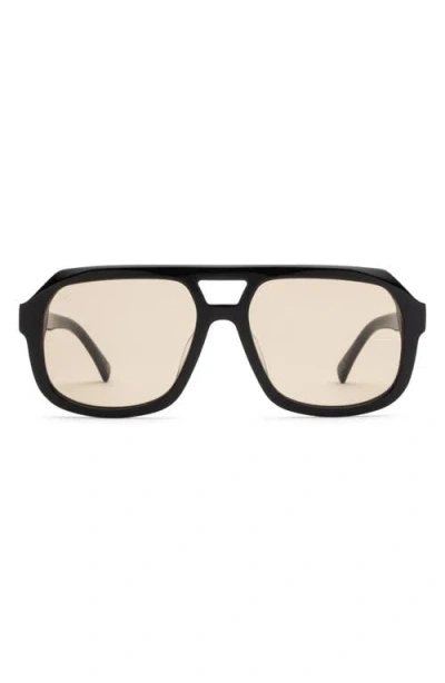Electric Augusta 57mm Square Sunglasses In Gloss Black/amber