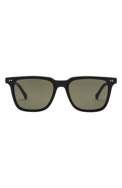 Electric Birch 53mm Polarized Square Sunglasses In Matte Black/grey Polar