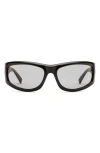 Electric Bolsa Sport 45mm Wraparound Sunglasses In Gloss Black/ Amber