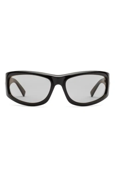 Electric Bolsa Sport 45mm Wraparound Sunglasses In Gloss Black/amber