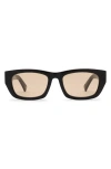 Electric Catania 52mm Rectangular Sunglasses In Gloss Black/amber