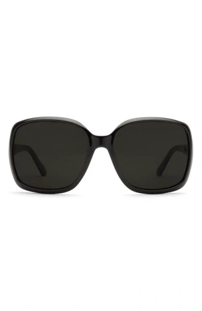 Electric Marin 56mm Polarized Oversize Square Sunglasses In Gloss Black/ Grey Polar