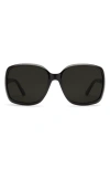 Electric Marin 56mm Polarized Oversize Square Sunglasses In Gloss Black/grey Polar