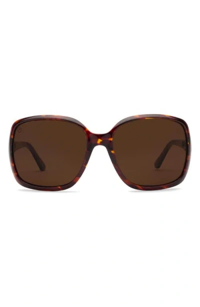 Electric Marin 56mm Polarized Oversize Square Sunglasses In Gloss Tort/ Bronze Polar