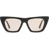 Electric Noli 52mm Polarized Cat Eye Sunglasses In Gloss Black/amber