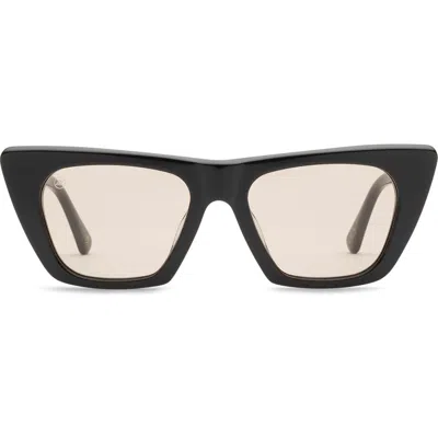 Electric Noli 52mm Polarized Cat Eye Sunglasses In Gloss Black/amber