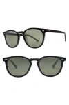 Electric Oak 58mm Round Sunglasses In Gloss Black/grey