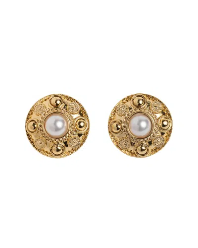 Electric Picks 14k Plated 3mm Pearl Villa Earrings In Gold
