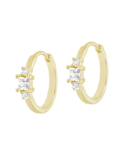 Electric Picks 14k Plated Cz Shine On Hoop Earrings In Gold
