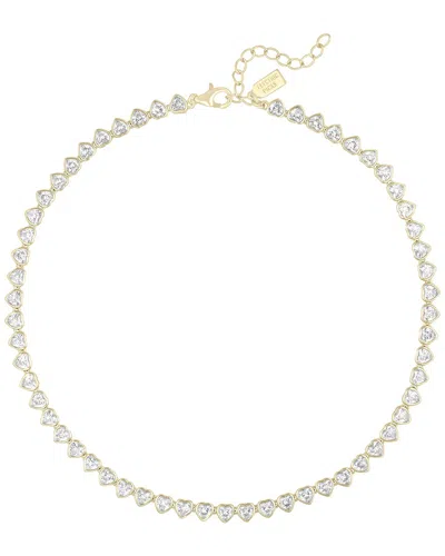 Electric Picks 14k Plated Cz Sweetheart Tennis Necklace In Gold