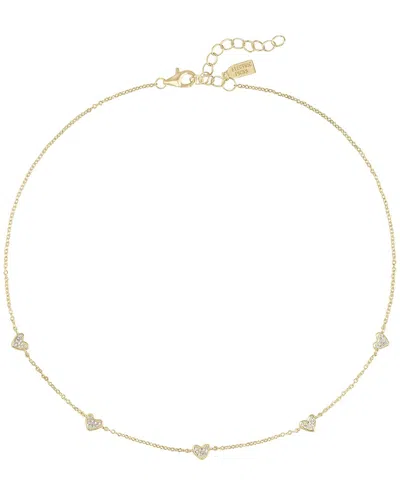 Electric Picks 14k Plated Cz Tiny Heart Necklace In Gold