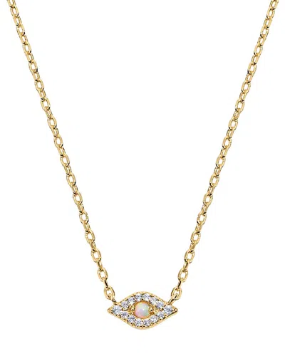 Electric Picks 14k Plated Opal Cz Wink Necklace In Gold