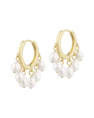 Electric Picks 14k Plated Pearl Ivory Hoops Earrings In Gold