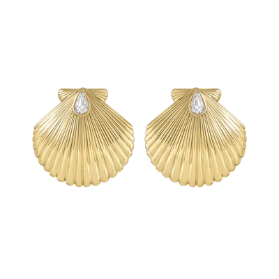 Electric Picks Beach Girl Shell Earrings In Gold