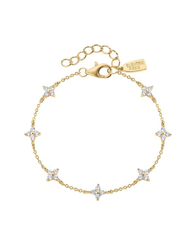Electric Picks Bella 14k Plated Cz Dainty Bracelet In Pink
