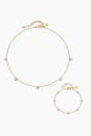 Electric Picks Bella Dainty Clover Necklace And Bracelet -set Of 2 In Gold