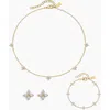 Electric Picks Bella Dainty Clover Necklace, Bracelet And Studs In Gold