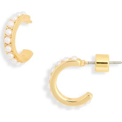 Electric Picks Breeze Faux Pearl Hoop Earrings In Red