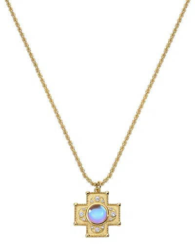 Electric Picks Chambers 14k Plated Cz Pendant Necklace In Neutral