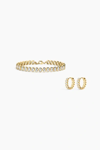 Electric Picks Champagne Bracelet And Hoops Set Of 2 In Gold