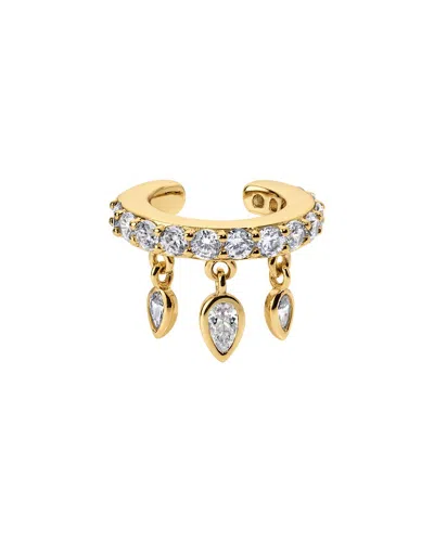 Electric Picks Dash 14k Plated Cz Ear Cuff Earrings In Purple
