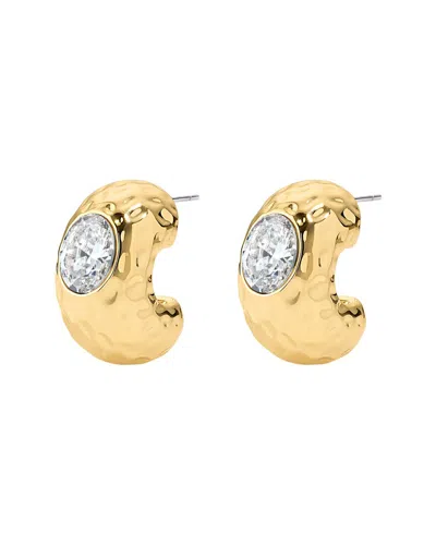 Electric Picks Hamptons 14k Plated Cz Hoop Earrings In Gold