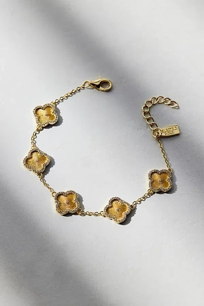 Electric Picks Icon Rhinestone Chain Bracelet In Gold, Women's At Urban Outfitters