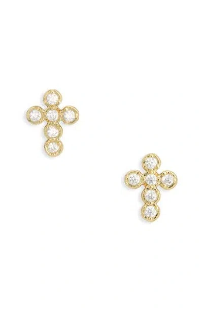 Electric Picks Like A Prayer Cubic Zirconia Cross Stud Earrings In Red